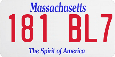 MA license plate 181BL7