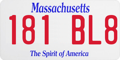 MA license plate 181BL8