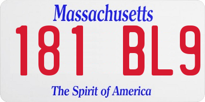 MA license plate 181BL9