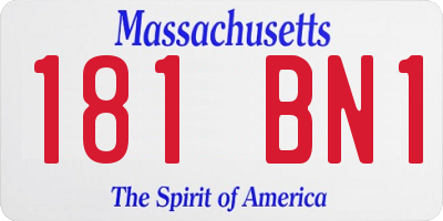 MA license plate 181BN1