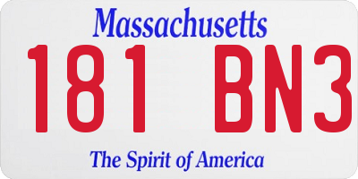 MA license plate 181BN3
