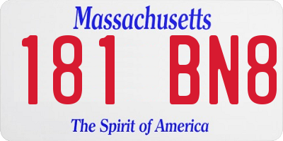 MA license plate 181BN8