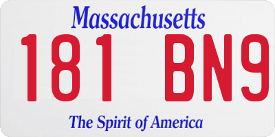MA license plate 181BN9