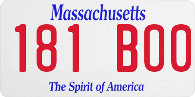 MA license plate 181BO0