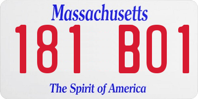 MA license plate 181BO1