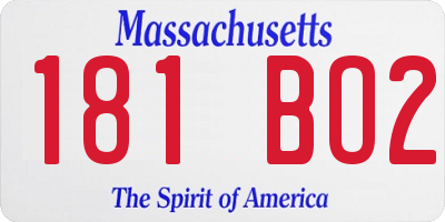 MA license plate 181BO2