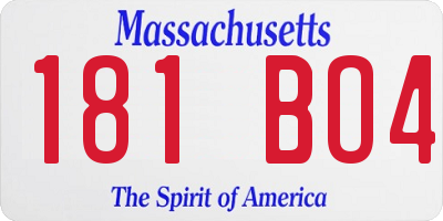 MA license plate 181BO4