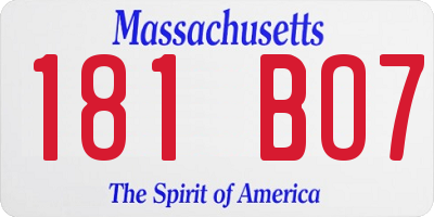 MA license plate 181BO7