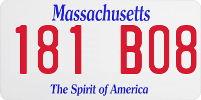 MA license plate 181BO8