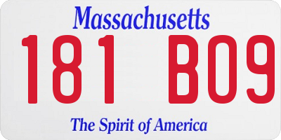 MA license plate 181BO9