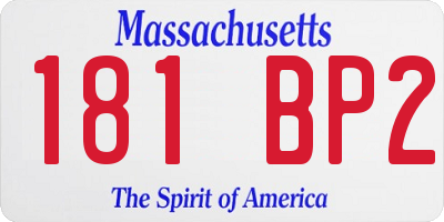 MA license plate 181BP2