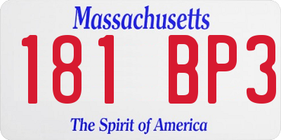 MA license plate 181BP3