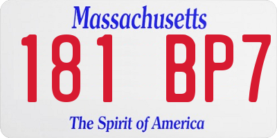MA license plate 181BP7