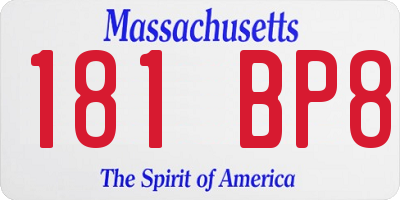 MA license plate 181BP8