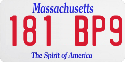 MA license plate 181BP9