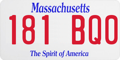 MA license plate 181BQ0