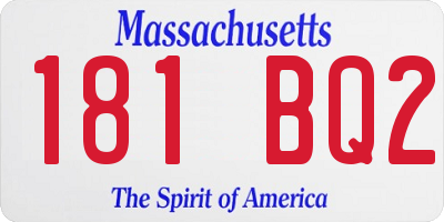 MA license plate 181BQ2