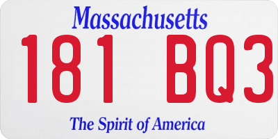 MA license plate 181BQ3