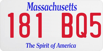 MA license plate 181BQ5
