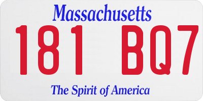 MA license plate 181BQ7