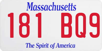 MA license plate 181BQ9