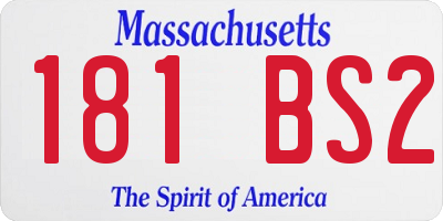 MA license plate 181BS2