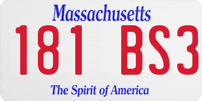 MA license plate 181BS3
