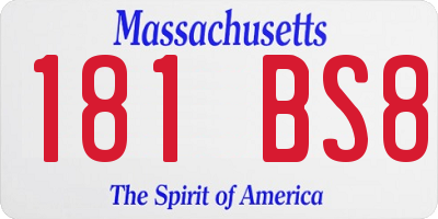 MA license plate 181BS8