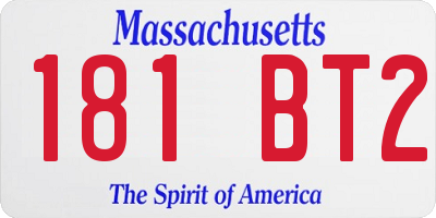 MA license plate 181BT2