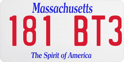 MA license plate 181BT3