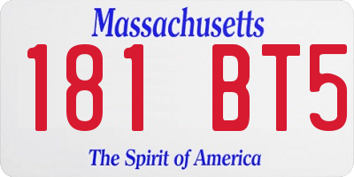 MA license plate 181BT5
