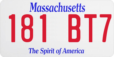 MA license plate 181BT7