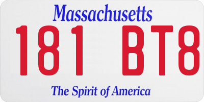 MA license plate 181BT8