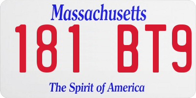 MA license plate 181BT9