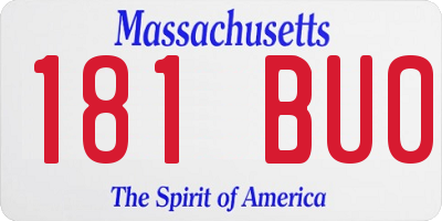 MA license plate 181BU0
