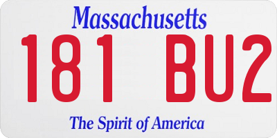 MA license plate 181BU2