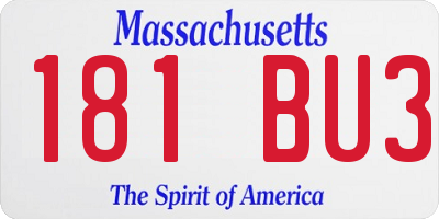 MA license plate 181BU3