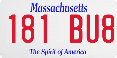 MA license plate 181BU8