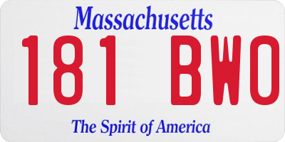 MA license plate 181BW0