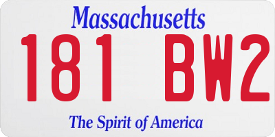MA license plate 181BW2