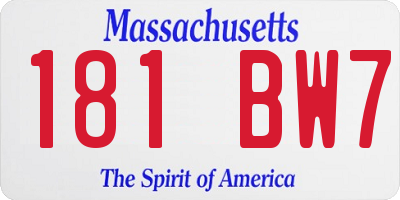 MA license plate 181BW7