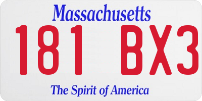 MA license plate 181BX3