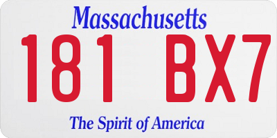 MA license plate 181BX7