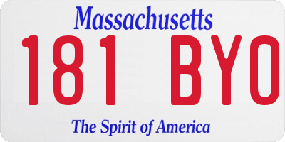 MA license plate 181BY0