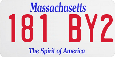 MA license plate 181BY2