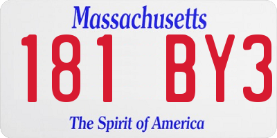 MA license plate 181BY3