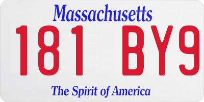 MA license plate 181BY9