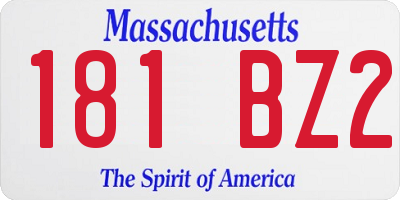 MA license plate 181BZ2