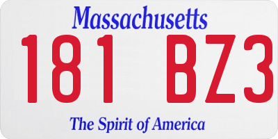 MA license plate 181BZ3