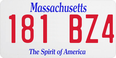 MA license plate 181BZ4